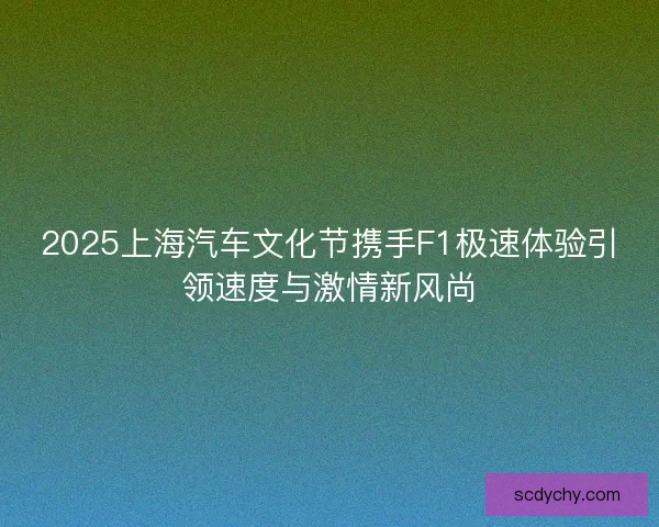 2025上海汽车文化节携手F1极速体验引领速度与激情新风尚