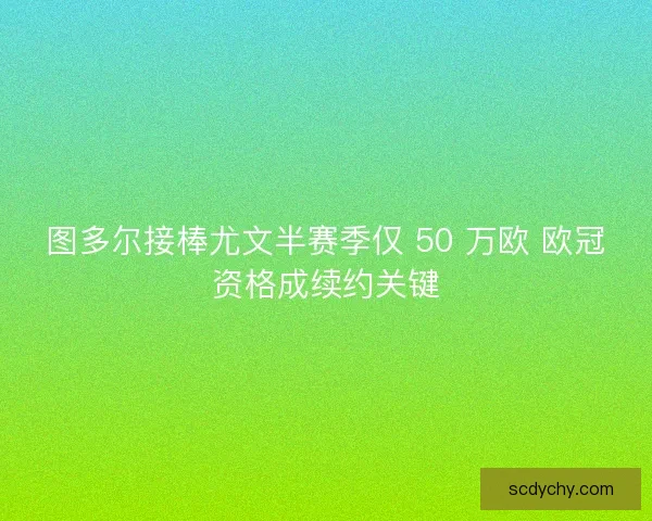 图多尔接棒尤文半赛季仅 50 万欧 欧冠资格成续约关键