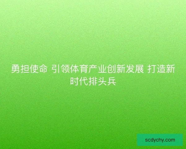 勇担使命 引领体育产业创新发展 打造新时代排头兵
