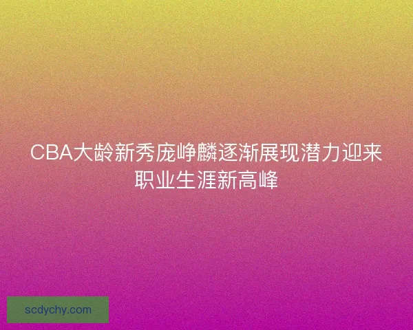 CBA大龄新秀庞峥麟逐渐展现潜力迎来职业生涯新高峰