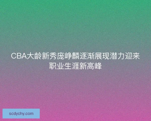 CBA大龄新秀庞峥麟逐渐展现潜力迎来职业生涯新高峰