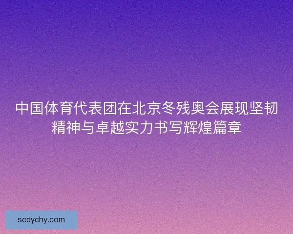 中国体育代表团在北京冬残奥会展现坚韧精神与卓越实力书写辉煌篇章